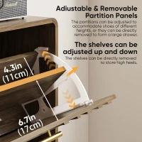 Warm Walnut Shoe Storage Cabinet with 2 Flip-Top Drawers, Mid-Century Freestanding Shoe Cabinet for Entry Hallway, 80L x 24W x 95H cm, Walnut(m-6)