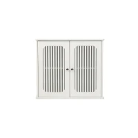 Wall-Mounted Bathroom Cabinet with Louvered Double Doors, Modern Medicine Cabinet for Bathroom and Hallway, 60L x 20W x 52H cm, White(m-2)