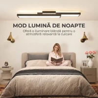 HOMCOM Plafonieră LED Reglabilă cu Telecomandă și Întrerupător, Temperatura Culoare 3000-6000K, Lampă de Design pentru Living și Sufragerie, 70x30 cm, Negru(m-5)