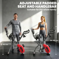 SPORTNOW 4-In-1 Folding Exercise Bike with Resistance Bands, Bluetooth App, 8-Level Magnetic Resistance, LCD Display, Red(m-7)