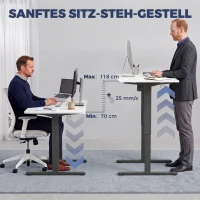 HOMCOM Schreibtischgestell ergonomisch höhenverstellbar Tischgestell elektrisch Stahl Schwarz(m-4)