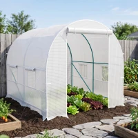 Outsunny 245 x 200cm Polytunnel Greenhouse - White(m-8)