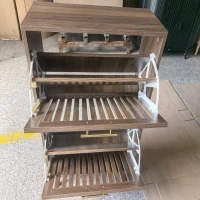 Rustic Walnut Shoe Storage Cabinet with 2 Flip Drawers, Compact Fence Shoe Cabinet for Hallway Entrance, 60L x 24W x 93H cm, Walnut(m-10)