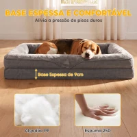 PawHut Cama para Cães Médios e Gatos com Base Antiderrapante e Capa Lavável 91x68x16 cm Cinzento(m-5)
