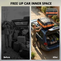 Outsunny Car Roof Bag, 425 L Soft Car Roof Box, 8 Reinforced Straps, Anti-Slip Mat, Vehicles with/without Racks, Orange(m-4)