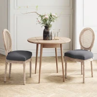HOMCOM Lot de 2 chaises de Salle à Manger - Chaise de Salon médaillon Style Louis XVI - Bois Massif sculpté, patiné(m-13)
