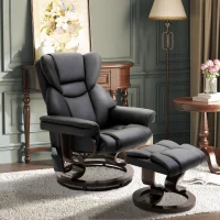 HOMCOM Relaxsessel mit Massagefunktion Fußhocker Liegefunktion Kunstleder 79 x 82 x 101 cm(m-2)