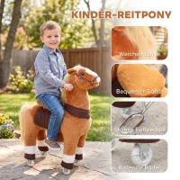 AIYAPLAY Reitpferd auf Rollen Spielpferd zum Reiten mit 4 Rädern Griffe Fußstütze, 95 cm hoch bis 40 kg, für Kinder 4-12 Jahren(m-4)