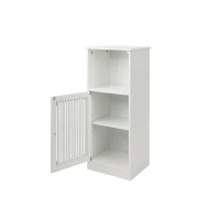 Smart Low Bathroom Cabinet with Louvered Doors, Nordic Floor-Standing Storage Cabinet for Bathroom Cloakroom, 36L x 30W x 86H cm, White(m-8)