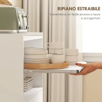 HOMCOM Mobile Microonde in Legno con Cassetto, Armadietto a 2 Ante e 2 Ripiani, 59x40x92 cm, Bianco(m-5)