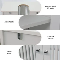 Minimalist Washbasin Cabinet with Louvered Double Doors, Sturdy Floor-Standing Storage Cabinet for Bathroom Utility, 60L x 30W x 60H cm, White(m-5)