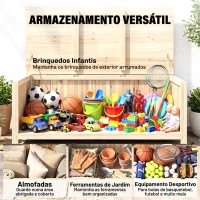 Outsunny Baú de Armazenamento Exterior em Madeira 172 L com Tampa Articulada Resistente às Intempéries para Jardim Madeira(m-7)