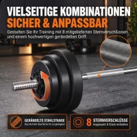 SPORTNOW 3 in 1 Hanteln Set 50 kg verstellbar 2er Hantelset mit Verbindungsrohr EZ-Curl-Stange Rutschfest ür Männer und Frauen(m-7)