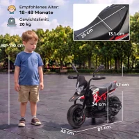 AIYAPLAY APRILIA 6V elektrische kindermotor met lithium-accu, 25W motor, 30° stuurbegrenzing en afneembare zijwieltjes(m-3)