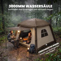 Outsunny Aufblasbares Campingzelt 1-2 Personen Outdoor Familienzelt mit Haken Luftpumpe Fenstern Türen für 4 Jahreszeiten(m-6)