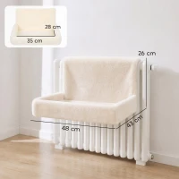 PawHut Cat Radiator Bed, Hanging Warm Hammock w/ Foldable Metal Frame, Removable Washable Cover, Cream(m-3)