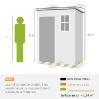 Outsunny Abri de Jardin 1,14 m², Cabane de Jardin pour Outils, Porte Verrouillable, Aération, Fenêtre, 151x92x193cm, Gris Foncé(m-3)