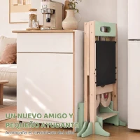 AIYAPLAY Torre de Aprendizaje 6 en 1 Montessori Plegable 3 Alturas con Pizarra Ábaco Reloj Escalones Desmontables 2-6 Años Verde(m-7)