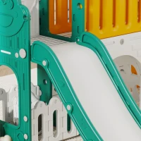 AIYAPLAY Tobogán Infantil 7 en 1 con Caseta Escalera Aro de Baloncesto Túnel Pizarra Telescopio para Interior Amarillo y Verde(m-8)