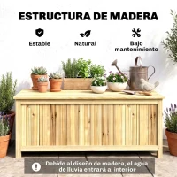 Outsunny Arcón Exterior de Madera 172 L Baúl Almacenaje con Tapa Abatible Resistente a la Intemperie para Jardín Madera Natural(m-6)