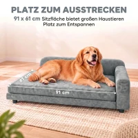 PawHut XL hondensofa, verhoogd hondenbed met rugleuning en afneembaar kussen voor grote honden tot 35 kg(m-4)