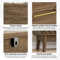 Warm Walnut Shoe Storage Cabinet with 2 Flip-Top Drawers, Mid-Century Freestanding Shoe Cabinet for Entry Hallway, 80L x 24W x 95H cm, Walnut(m-8)