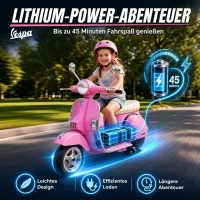 AIYAPLAY Elektryczny motocykl dziecięcy Vespa PX150 12V z akumulatorem litowym 35W 2 silniki ograniczenie skrętu 25° dla 3-6 lat(m-6)