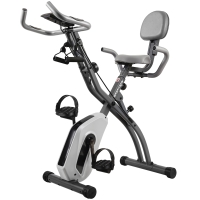 SPORTNOW 4-In-1 Folding Exercise Bike with Resistance Bands, Bluetooth App, 8-Level Magnetic Resistance, LCD Display, Grey