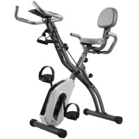 SPORTNOW 4-In-1 Folding Exercise Bike with Resistance Bands, Bluetooth App, 8-Level Magnetic Resistance, LCD Display, Grey(m-1)