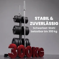SPORTNOW Hantelscheibenständer mit 6 Stangen, Gewichtsständer mit 25/50 mm Scheibenaufnahme Halterung 2 Sicherungsclips(m-5)