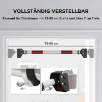 SPORTNOW Klimmzugstange für Türrahmen, verstellbar, ohne Bohren, Stahl, bis 200 kg, 72-109 x 10 x 7 cm, Schwarz/Rot(m-4)