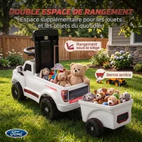 AIYAPLAY Voiture Porteur pour Enfants Shelby, Dossier, Anti-Basculement, Compartiment, 18-72 Mois, 80x25,5x33cm, Blanc(m-7)
