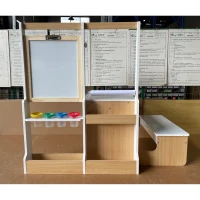 AIYAPLAY Mesa Infantil con Silla 5 en 1 con Pizarra Negra/Blanca y Rollo de Papel Almacenaje 4 Vasos de Pintura 3-8 Años Blanco(m-2)