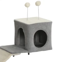 PawHut Wandgemonteerd krabpaal-set, sisal krabvlakken, 4 delen, voor 1-3 katten, Beige(m-12)