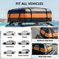 Outsunny Car Roof Bag, 425 L Soft Car Roof Box, 8 Reinforced Straps, Anti-Slip Mat, Vehicles with/without Racks, Orange(m-7)