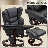 HOMCOM Relaxsessel mit Massagefunktion Fußhocker Liegefunktion Kunstleder 79 x 82 x 101 cm(m-17)