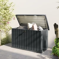 Outsunny Baú de Arrumação Exterior 400 L em Aço Galvanizado Resistente à Intempérie com Fechadura Cinzento(m-9)