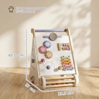 AIYAPLAY Andador de Madera Bebé, Caminador Bebé con Juguetes Montessori, Velocidad Ajustable con Almacenaje Blanco(m-3)