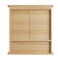Wall-Mounted Vanity with Double Doors and Adjustable Shelf, Waterproof Wall Cabinet for Bathroom and Kitchen, 55L x 20W x 60H cm, Oak(m-14)