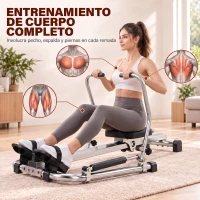 HOMCOM Máquina de Remo Hidráulico Plegable con 3 Niveles de Resistencia Monitor Digital y Pedal Antideslizante para Fitness en Casa Acero 129x70x70 cm Negro y Plata(m-4)