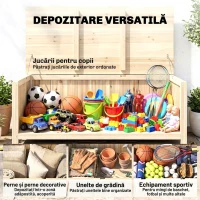 Outsunny Bancă de Depozitare pentru Grădină de 172L din Lemn de Brad, 120x55x45cm, Culoare Lemn(m-7)