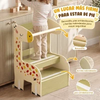 AIYAPLAY Torre de Aprendizaje Montessori Infantil Diseño de Jirafa de Madera con 2 Escalones Anchos Barandilla 3-8 Años Amarillo(m-5)