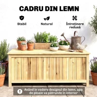 Outsunny Bancă de Depozitare pentru Grădină de 172L din Lemn de Brad, 120x55x45cm, Culoare Lemn(m-6)