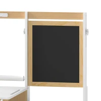 AIYAPLAY Ensemble Table pour Enfant avec Banc en Bois 5-en-1 avec Chevalet, Tableau Noir et Blanc Double Face, 3-8 Ans, Blanc(m-11)