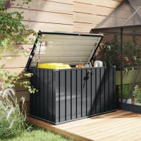 Outsunny Baú de Arrumação Exterior 400 L em Aço Galvanizado Resistente à Intempérie com Fechadura Cinzento(m-8)