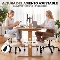 HOMCOM Silla de Oficina Ergonómica para Piernas Cruzadas Giratoria 360° Ruedas PU Altura Ajustable para TDAH Meditación Crema(m-5)