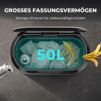 HOMCOM Automatischer Mülleimer Küche mit Infrarot-Bewegungssensor, Sensor Mülleimer 50L in Silber(m-5)