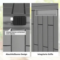 Outsunny Gartenbox 227,4 Liter Wasserdicht Abschließbar UV-beständig Auflagenbox mit Holzoptik für Garten 106,5x43x54,5cm Grau(m-6)