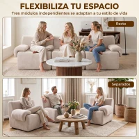 HOMCOM Sofá 3 Plazas Modular 277 cm de Chenilla sin Armazón Cojín Grueso con Muelles Asiento Ancho Profundo sin Montaje Beige(m-4)