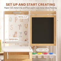 AIYAPLAY Ensemble Table pour Enfant avec Banc en Bois 5-en-1 avec Chevalet, Tableau Noir et Blanc Double Face, 3-8 Ans, Blanc(m-8)
